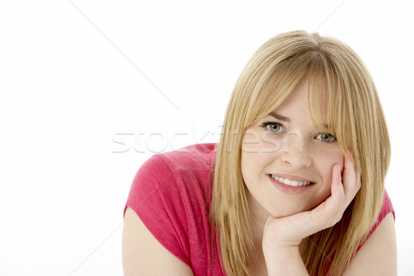 Foto stock: Estudio · retrato · sonriendo · cara · feliz