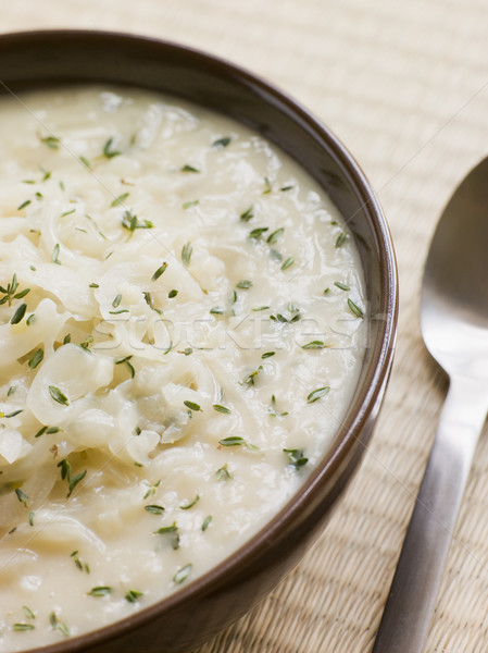 Foto stock: Tazón · blanco · cebolla · sidra · sopa · alimentos