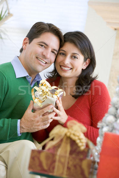 Marido sorprendente esposa Navidad presente amor Foto stock © monkey_business