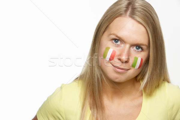 Jovem feminino esportes ventilador bandeira italiana pintado Foto stock © monkey_business