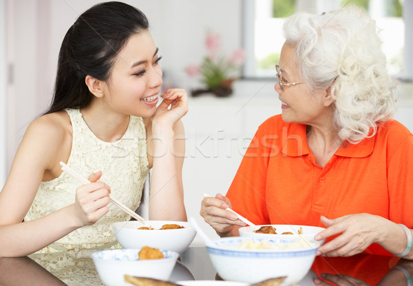 Chinese Mother And Adult Daughter Eating Meal Together Stock photo © monkey_business