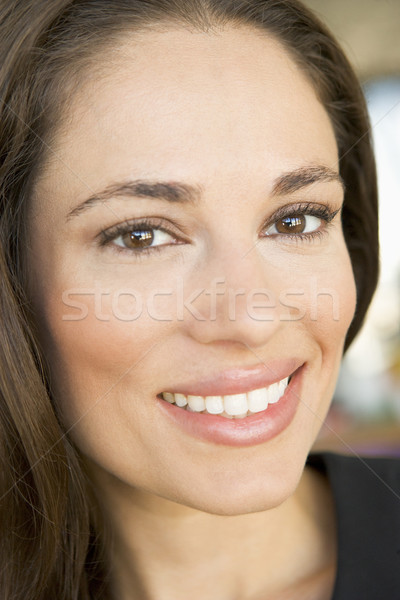 Foto stock: Cabeça · tiro · mulher · sorrindo · retrato · sorridente · belo