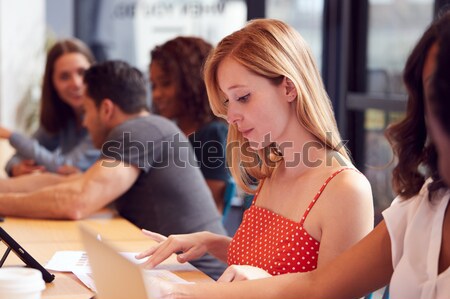 Grupo estudantes trabalhando informática sala de aula computador Foto stock © monkey_business