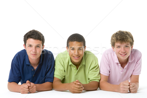 Porträt drei Teenager-Jungen Freunde teen Farbe Stock foto © monkey_business