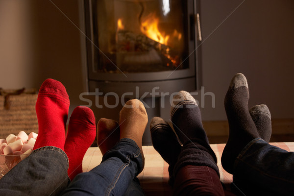 Close Up Of Familys Feet Relaxing By Cosy Log Fire With Marshmal Stock photo © monkey_business