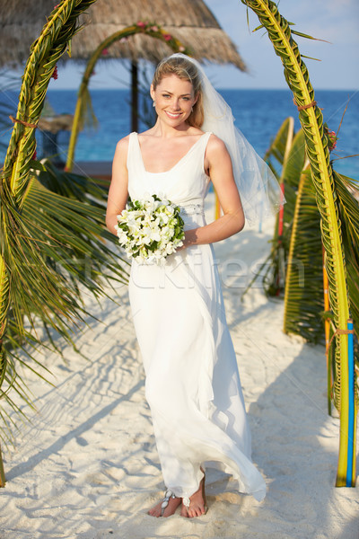 Schönen Braut verheiratet Strand Feier Hochzeit Stock foto © monkey_business