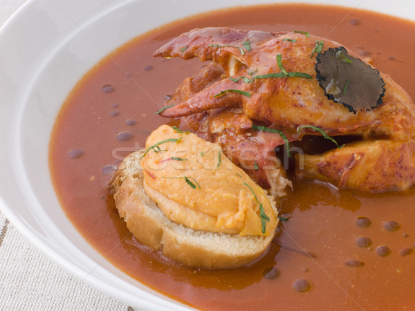 Bowl of Lobster Bisque Rouille Croute and Sliced Truffle Stock photo © monkey_business