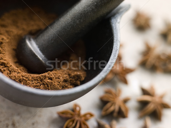 Ground Star Anise in a Pestle and Mortar Stock photo © monkey_business