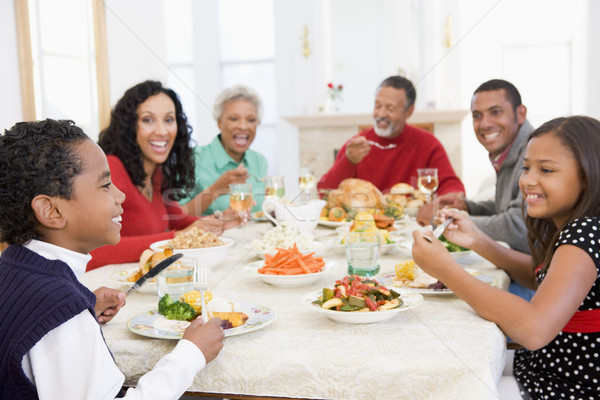 Familie alle zusammen Weihnachten Abendessen glücklich Stock foto © monkey_business