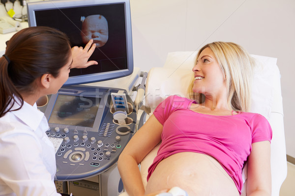 Foto stock: Mujer · embarazada · ultrasonido · escanear · mujer · médico · mujeres