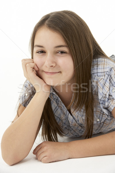 Foto stock: Jovem · estômago · estúdio · menina · crianças · feliz