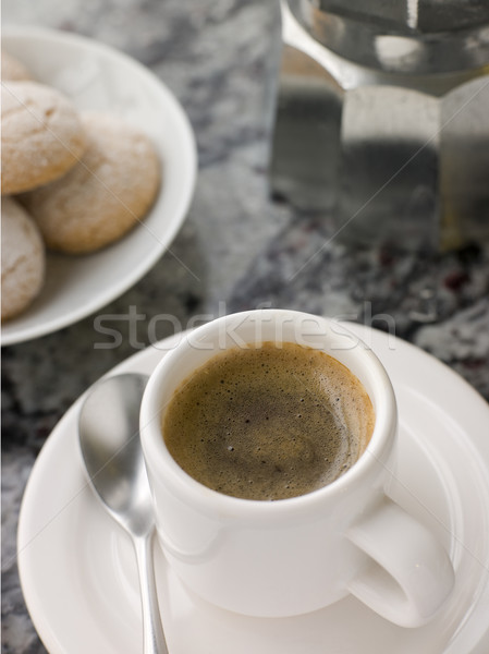 Tasse Espresso Kaffee Keks Essen trinken Stock foto © monkey_business