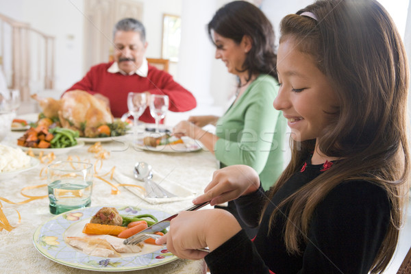 Familie alle samen christmas diner voedsel Stockfoto © monkey_business