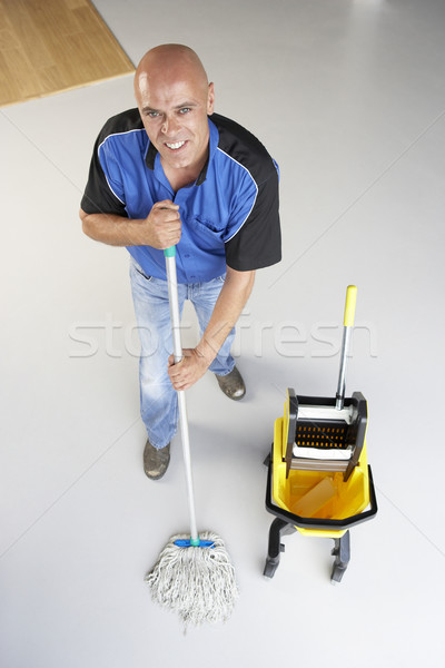 Foto stock: Limpador · escritório · piso · negócio · homem · trabalhando