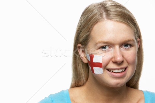 Young Female Sports Fan With St Georges Flag Painted On Face Stock photo © monkey_business