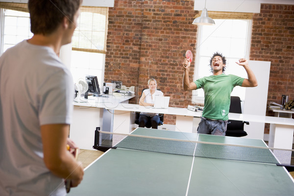 Zwei Männer Büro Raum spielen ping pong Business Stock foto © monkey_business