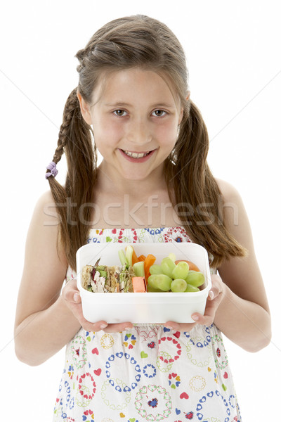 Studio portret zâmbitor fată lunchbox Imagine de stoc © monkey_business