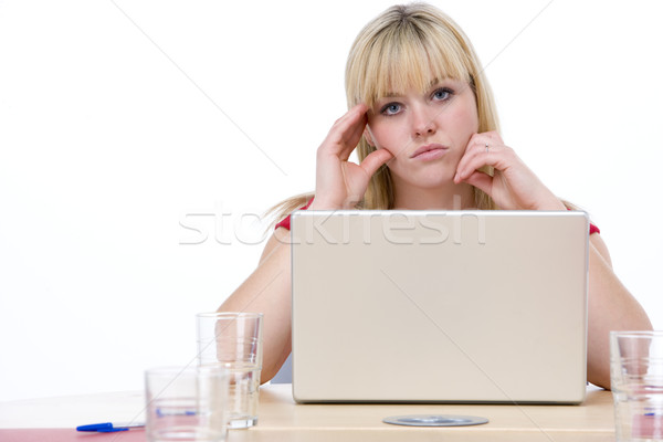 Femme d'affaires séance boardroom portable regarder malheureux [[stock_photo]] © monkey_business