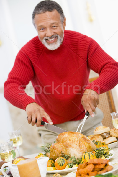 Man Carving Roast Chicken Stock photo © monkey_business