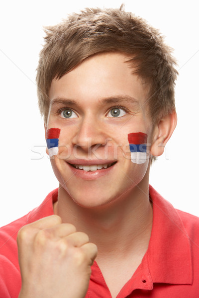 Young Male Sports Fan With Serbian Flag Painted On Face Stock photo © monkey_business