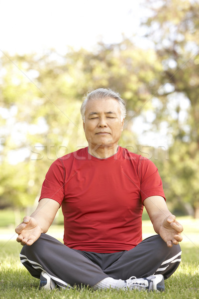 Supérieurs homme yoga parc asian personne [[stock_photo]] © monkey_business