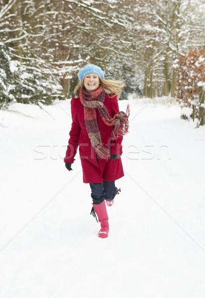 Woman Walking Through Snowy Woodland Stock photo © monkey_business