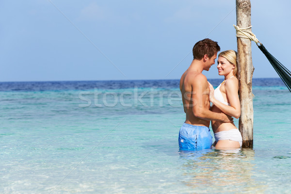 Stok fotoğraf: Romantik · çift · ayakta · güzel · tropikal · deniz