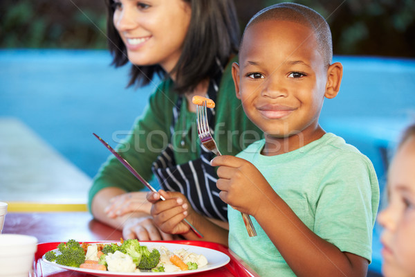 élémentaire élèves saine déjeuner cafétéria [[stock_photo]] © monkey_business