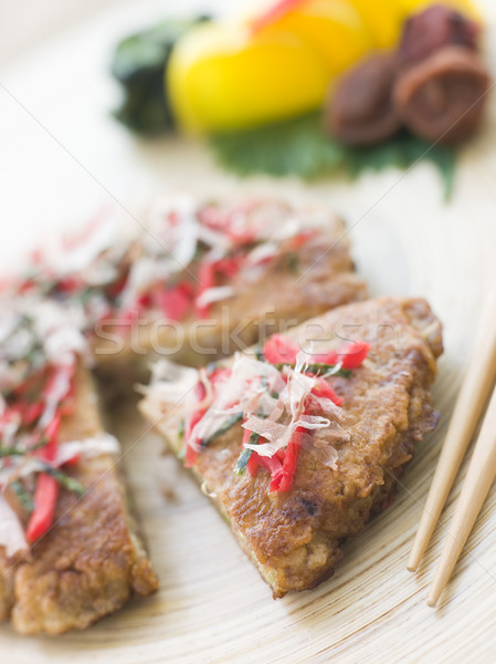 Savoury Pancake with Red Pickled Ginger and Bonito Stock photo © monkey_business