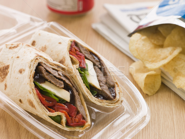 Steak, Cheese, Red Pepper And Barbeque Sauce Tortilla Wrap With  Stock photo © monkey_business