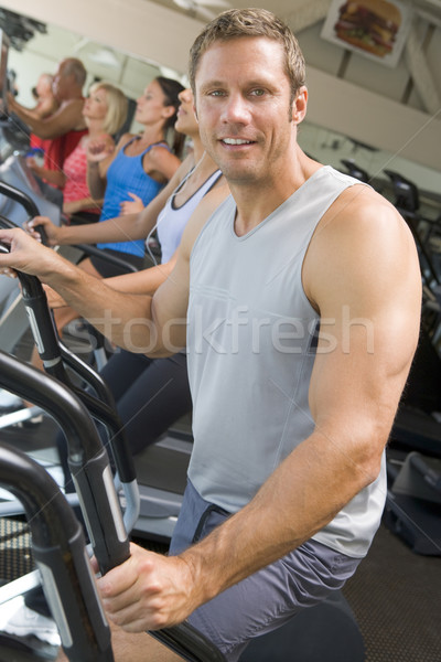 Foto stock: Homem · corrida · esteira · ginásio · saúde · homens