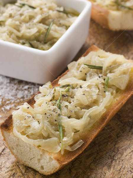 Stock photo: Confit of Onions on Toasted Baguette