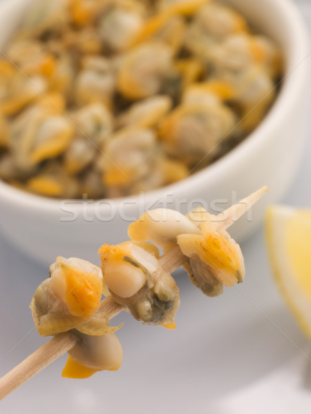 Stock photo: Pickled Cockles on a Cocktail Stick