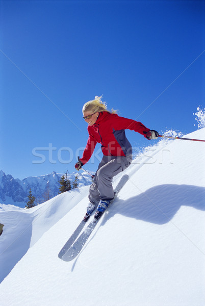 Genç kadın kayakçılık kar dağ kış tatil Stok fotoğraf © monkey_business