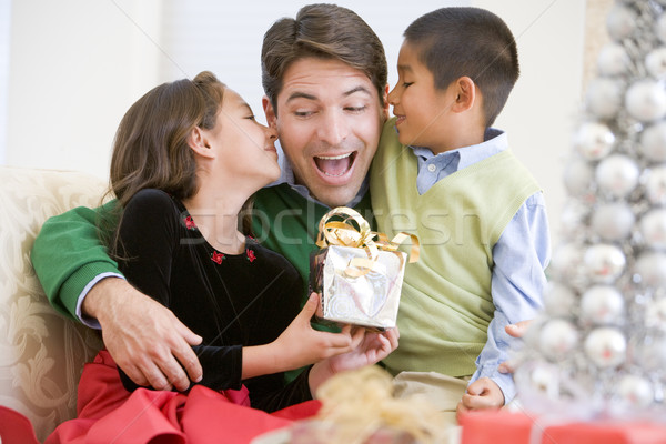 Father Being Given A Christmas Present By His Daughter And Son Stock photo © monkey_business