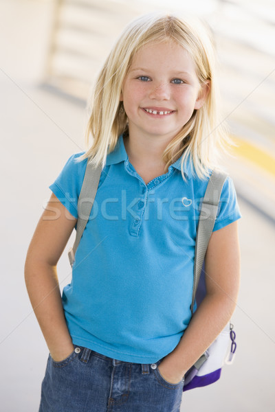 Portrait maternelle fille sac à dos étudiant éducation Photo stock © monkey_business