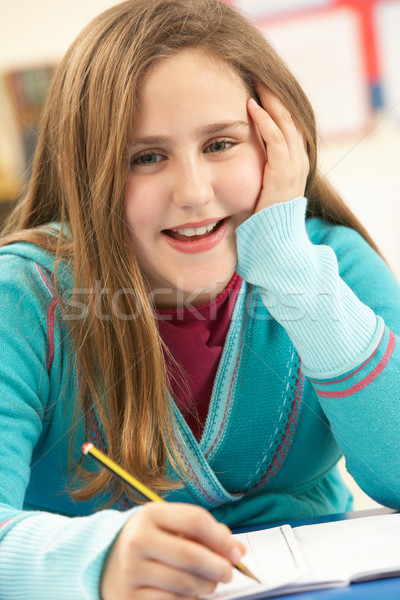 Scolarita studiu sală de clasă fată fericit student Imagine de stoc © monkey_business