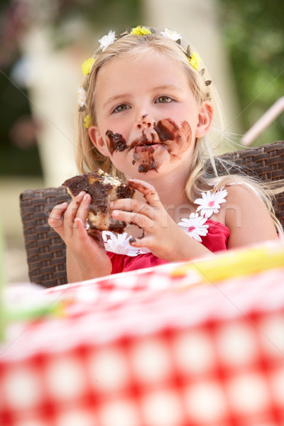 Rommelig meisje eten voedsel kind Stockfoto © monkey_business