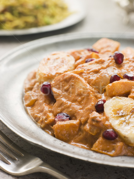 Chicken Kashmiri on a Pewter Plate with Pilau Rice Stock photo © monkey_business