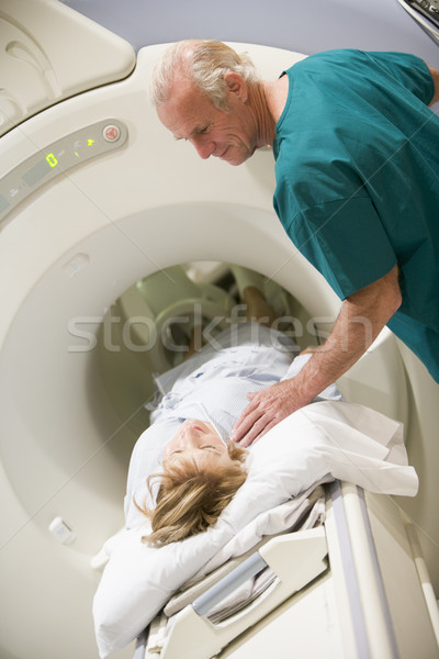 Stock fotó: Orvos · beteg · tomográfia · macska · scan · férfi