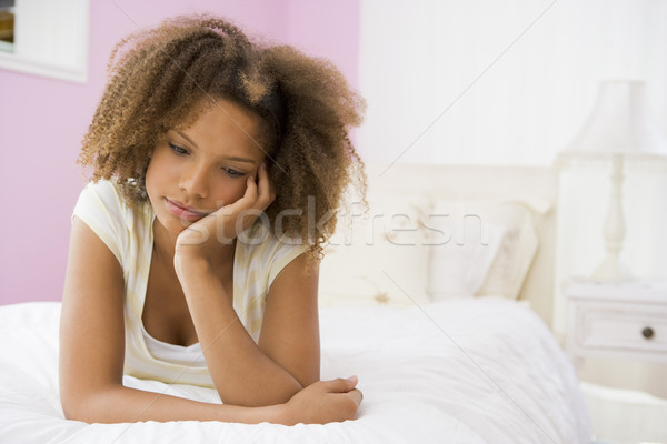 Tinilány ágy szomorú tini tinédzser szabadidő Stock fotó © monkey_business