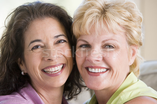 Dos mujeres salón sonriendo mujeres feliz retrato Foto stock © monkey_business