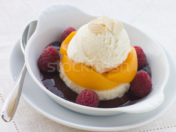 Foto stock: Plato · melocotón · alimentos · helado · cocina · postre