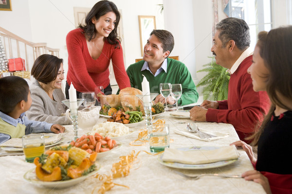 Famille tous ensemble Noël dîner alimentaire [[stock_photo]] © monkey_business