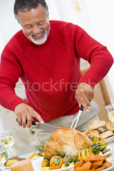 Man Carving Roast Chicken Stock photo © monkey_business