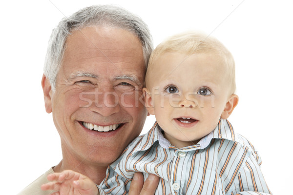 ストックフォト: スタジオ · 肖像 · 祖父 · 孫 · 幸せ