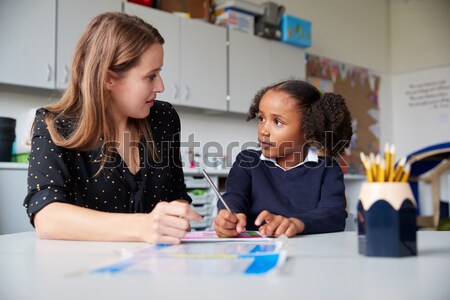 Zdjęcia stock: Nauczyciel · pomoc · studentów · sztuki · klasy · chińczyk