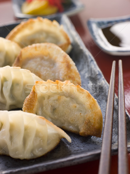 Fried Pork and Shrimp Dumplings with Soy Sauce Stock photo © monkey_business