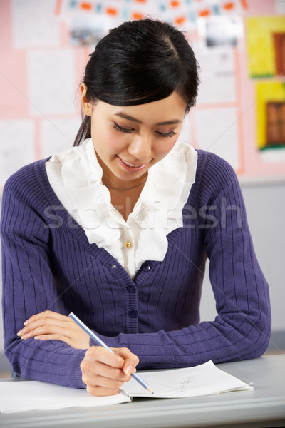 Chinese Teacher Sitting At Desk In School Classroom Stock photo © monkey_business