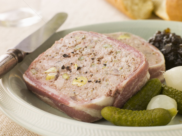 Pate Campagne with Cornichons and Confit Onions Stock photo © monkey_business